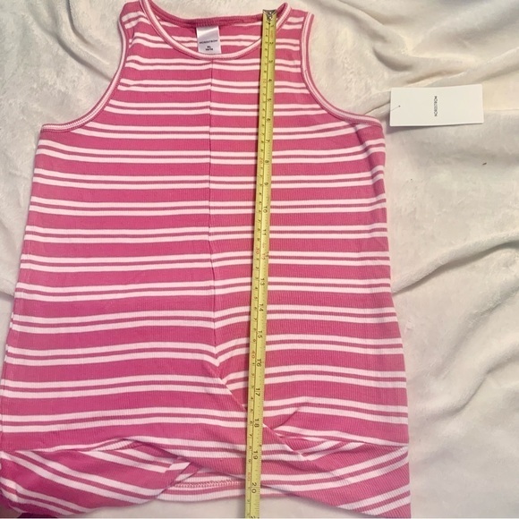 NWT Tank Top XL (14/16 Girls) Nordstrom Pink White Stripes Ribbed Tank - Picture 12 of 13